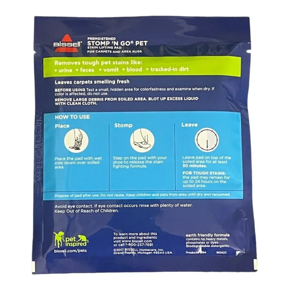 Bissell Stomp 'N Go Pet Stain Lifting Pads + Oxy for Carpet & Rug Lot of 3 New